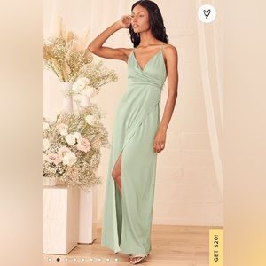 Sage Green Satin Maxi Dress